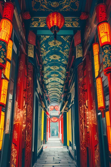 Abstract, 8K, photo shot from front, mid-body portrait, highly-detailed, (flat color:1.1),(colorful:1.3),(masterpiece:1.2), best quality, masterpiece, original, extremely detailed wallpaper, looking at viewer,
oriental city,eastern architecture,a lot of de...