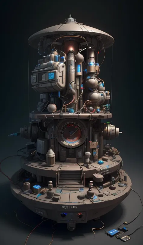 stuart little,electronics, motors, wires, buttons, lcd, artstation trending, unreal engine 5 