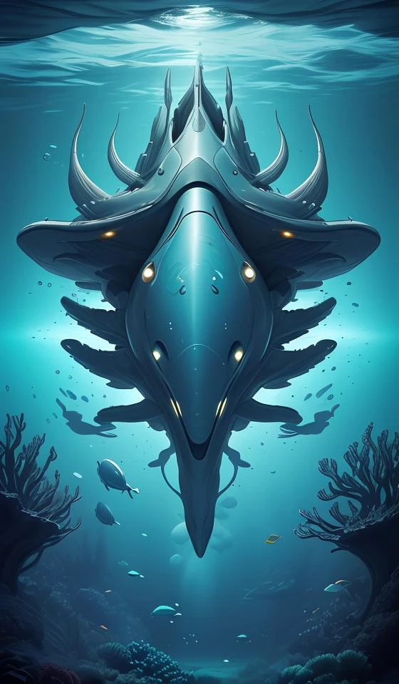 水下,普遍的,抽象的,宇宙飞船,海洋生物,