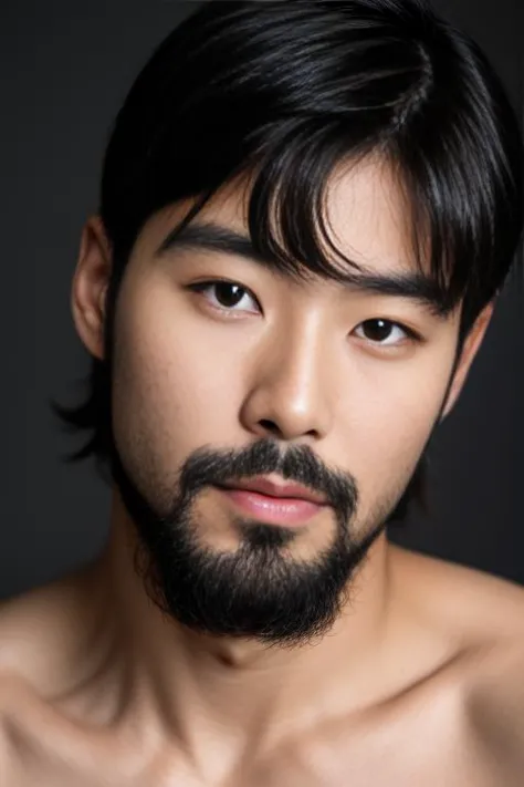 BEST AESTHETIC and BEST QUALITY and RAW Closeup photo of a handsome Japanese male idol and (beard stubble:0.8)