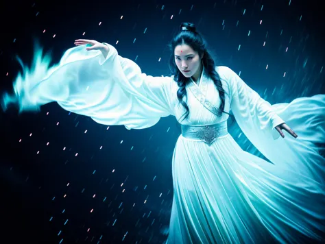 d&#39;en haut,r/nsfwcosplay,(Super grand angle),flou de mouvement,Une femme chinoise utilise le Qing Kung pour voler dans le ciel (ciel étoilé) et ses mains brûlent du feu. Elle porte un Hanfu.,L'eau martiale l'entoure, embrasé,(particules légères),les éclaboussures d&#39;eau, eau qui coule,position de combat,meilleure qualité et meilleure esthétique,tout le corps,Fujifilm XT3,scène de filme,grain de film,Cinématique,regarder le spectateur et faire face au spectateur, traits du visage détaillés, yeux détaillés, nez détaillé, lèvres détaillées,(Laser light and embrasé magic circle:1.2),(Fond d&#39;aurore), mains détaillées et 5 doigts détaillés et 5 ongles détaillés