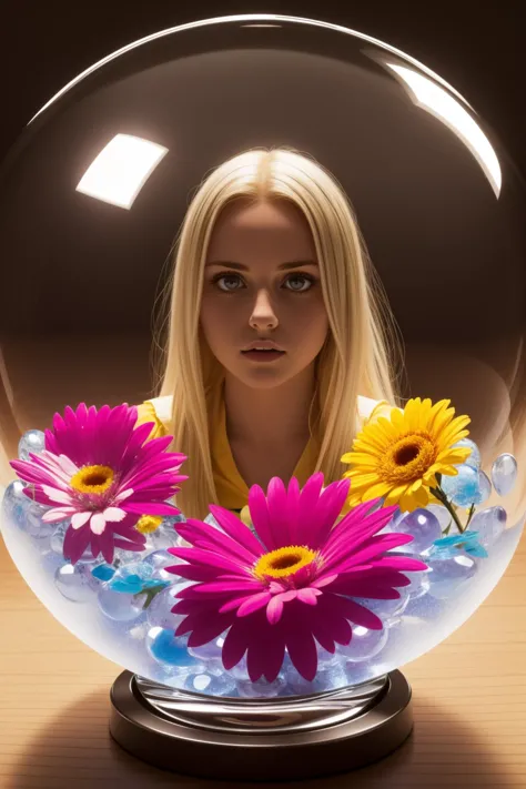 1girl, Intense Jesse Pinkman in a glass ball with flowers in it, hyperrealistic, photorealistic, sharp focus, 4k