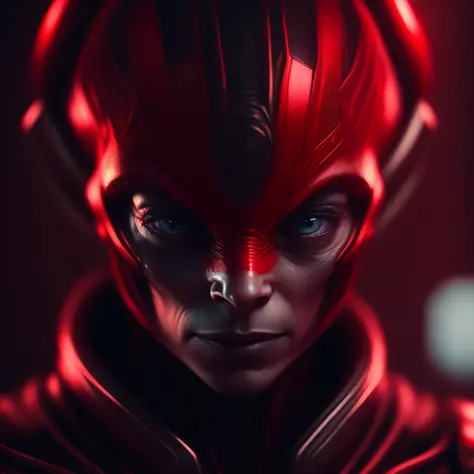 cinematic shot of  realistic close portrait of creepy scary red alien , seamless, epic, cinematic, intricate detail, award winni...