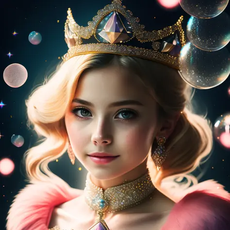 cinematic portrait of a cute princess peach surrounded by bubbles,  award winning, dark light, shading, high quality, detailed  ...