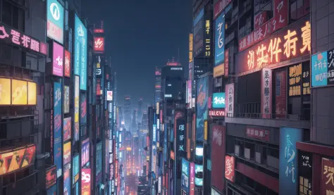 gorgeous masterpiece cityscape shot of cyberpunk tokyo at night, intricate details, neon, volumetric lighting, anime, shinjuku