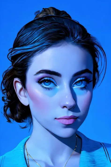 woman 20 years young portrait, European, 
([Alyssa( :0)Milano|rachel roxxx|billie( :0)eilish]:0.9) closeup,
blue accent, blue ho...