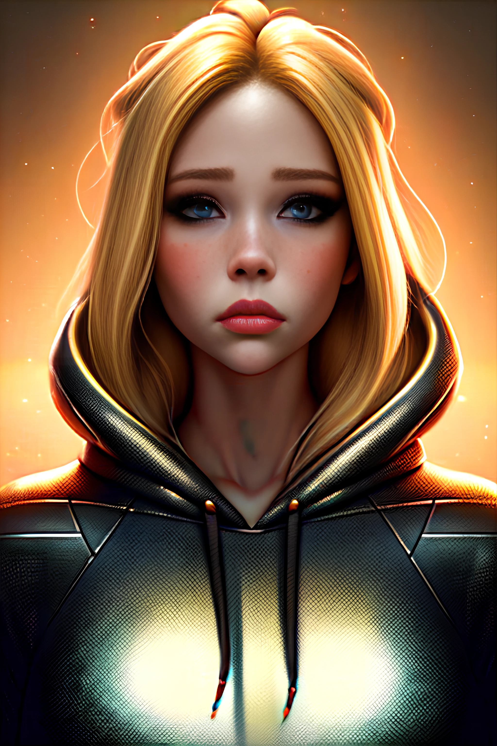 portrait blond hair  female hoodies heroic, cyber  glossy, eyes detailed no makeup, redshift style, fat 18k, tentacles, woman, bimbo, anatomical,mdjrny-v4 style,dreamlikeart