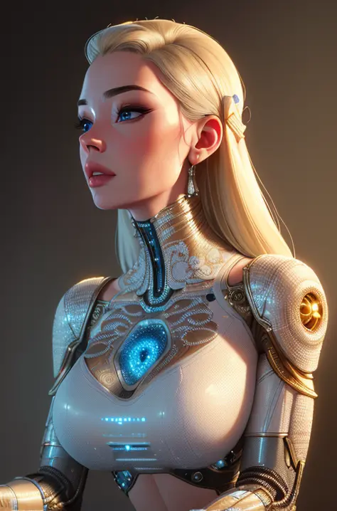 complex 3d render ultra detailed of a beautiful porcelain profile woman android face, cyborg, robotic parts, 150 mm, beautiful s...
