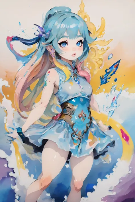 Colorful, multiple colors, intricate detail, splash screen, photorealistic, intricately detailed fluid gouache painting, calligraphy, acrylic, watercolor art,
masterpiece, best quality, 1girl,  <lora:kwFemale_Beta40-SDXL_v1:1>, waifu