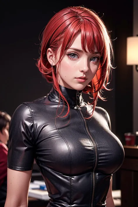 masterpiece,ultra highres,ultra detailed,best quality,
1girl,red hair,combat,upper body,solo,