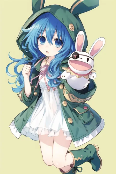 a close up of a person with a bunny and a rabbit