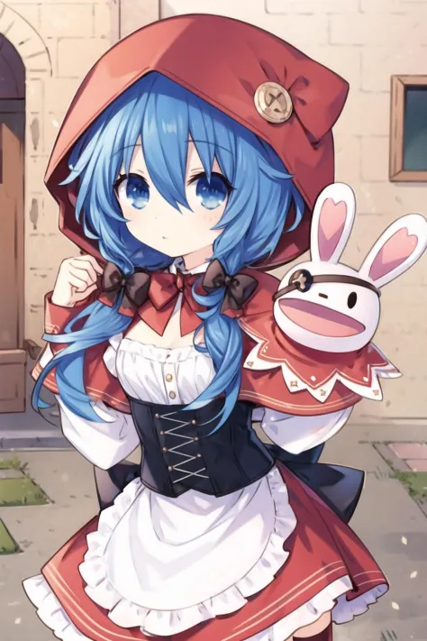 a close up of a person with a rabbit in a costume