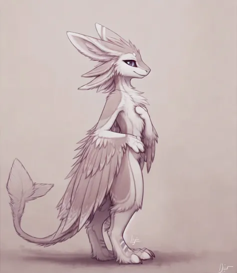 a drawing of a furry animal with long tail and tail