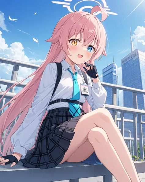 anime girl sitting on a bench with a cell phone in her hand