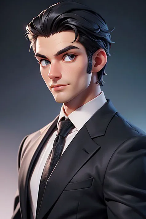 a close up of a man in a suit and tie