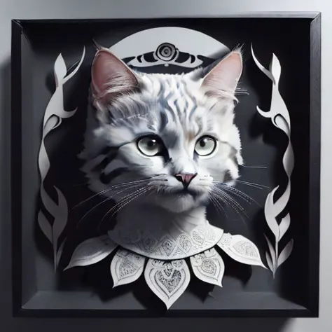 <lora:PerfectNwsjMajic_4:0.7>,(PerfectNwsjMajic:1.3),((Papercut)),kuusoogai,(masterpiece, top quality, best quality) ,cat, (head...