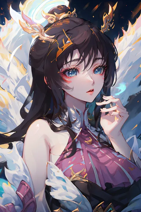 anime girl with angel wings and a crown on her head