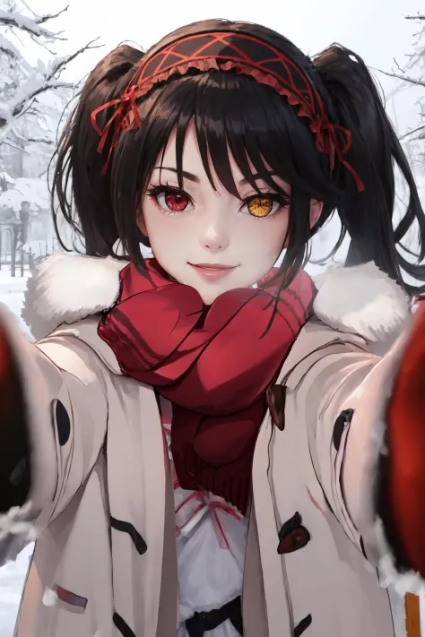 IncrsChkWarmingMeme, <lora:PovCheekWarmingMemeV2:1>, winter clothes, red scarf, breath, seductive smile, reaching towards viewer...