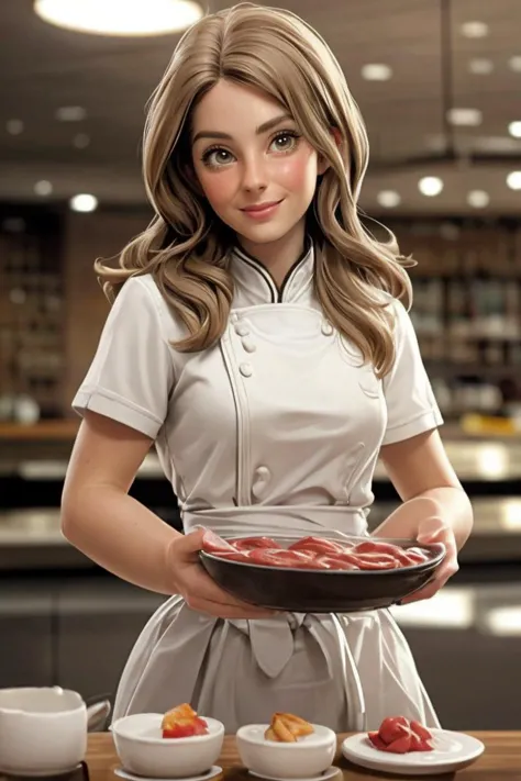 1girl, solo, portrait, ((chef)), bend over the table, at kitchen, smile, looking at viewer, [blurry background], masterpiece, best quality, ultra-detailed, ultra high res, (photorealistic:1.4), raw photo, (realistic:0.2), 8k HDR, f1.4, 40mm, photorealistic, raw, 8k, textured skin, skin pores, intricate details
ch96