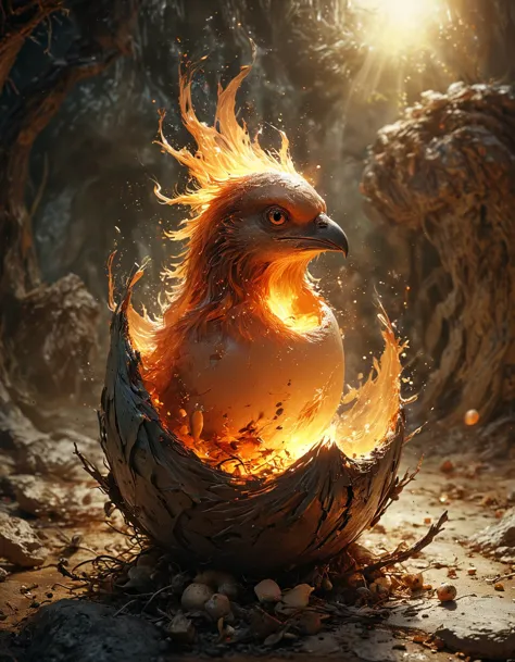 A phoenix egg hatching, (Elemental fantasy:1.3)