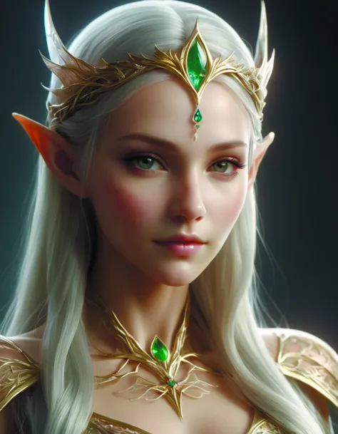 belle princesse elfique,anatomie précise,seulement deux mains,très détaillé,numérique,concept,lisse,netteté,Huile,8K par diegocr,transp 