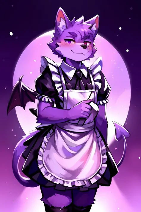 a cartoon cat dressed in a maid outfit and holding a knife