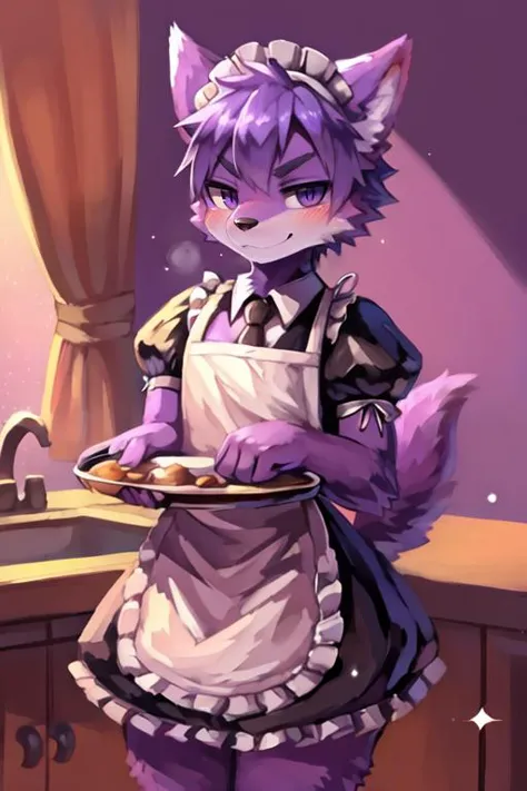 anime girl in a cat costume holding a plate of food