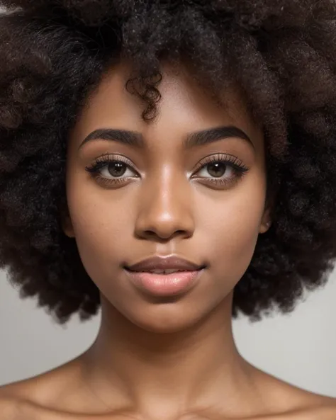 a close up of a woman with a very big afro hair