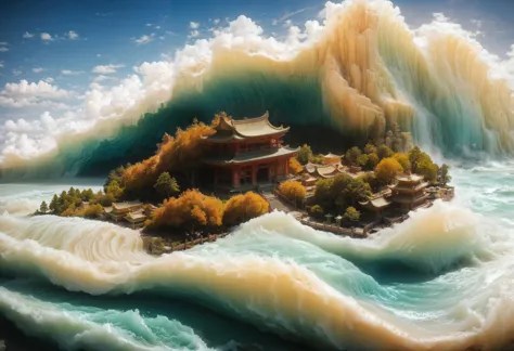 zPDXL, absurd res, detailed, photorealism, realistic, outside, scenery, (jade sea, jade tidal wave, jade waves:1.2), wood buildings, chinese buildings, pagoda, island, trees
<lora:scoreSlider_ponyXL_v10:1> <lora:Jade_ponyXL_v10:0.8>