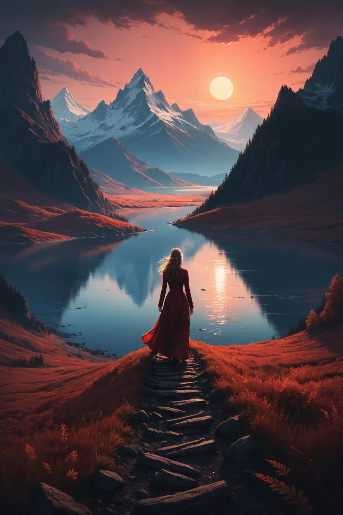 por Caspar David Friedrich e Alan Lee e Cyril Rolando no estilo de Alena Aenami e Scarlett Hooft Graafland 