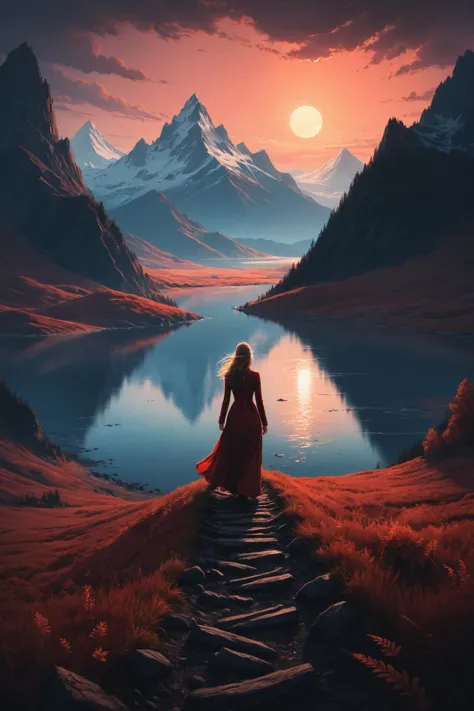 by Caspar David Friedrich and Alan Lee and Cyril Rolando in the style of Alena Aenami and Scarlett Hooft Graafland <lora:more_ar...