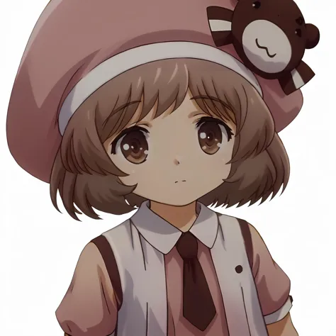 <lora:SakuraAmatsukaXLpony001>,
SakuraAmatsuka,1girl,brown hair,short hair,brown eyes,
pink_hat,
pink_dress,white vest,necktie,