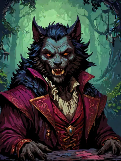 a close up of a werewolf with a knife in his hand