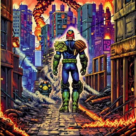 a poster of a man in a helmet and a helmet walking down a street