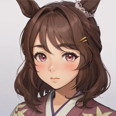 a close up of a woman with a cat ears and a kimono