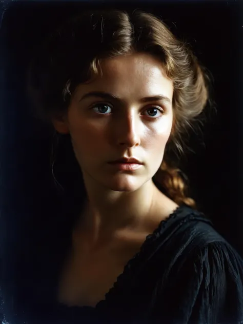 (Soft Lighting Photography by Mimoza Veliu and Mario Giacomelli:1.2), feverish pretty irish peasant woman in the 19th century, s...