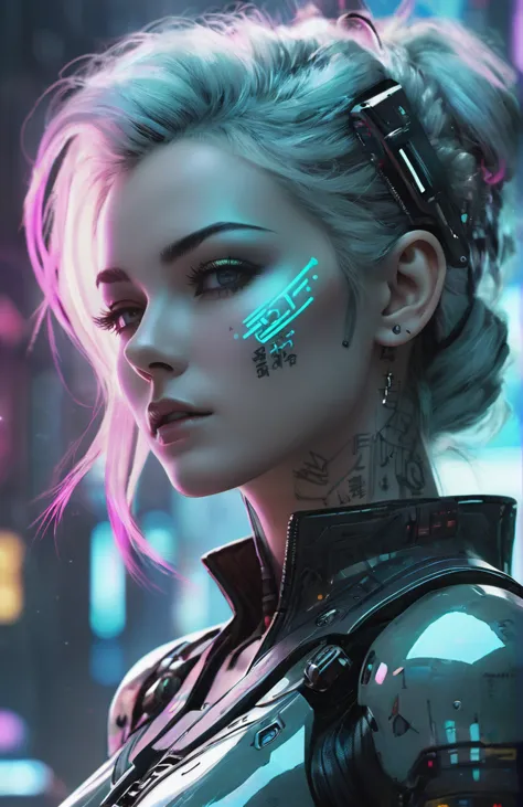 a woman with a futuristic face and piercings on her face