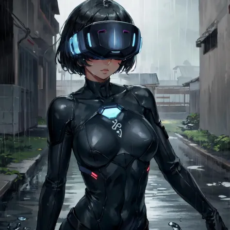 extremely detailed CG, high resolution, best quality, masterpiece, (bishoujo:1.3), (game cg), 1girl, head-mounted display, black...