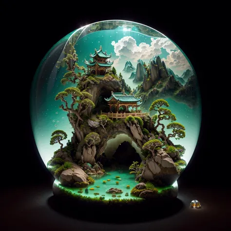 photorealistic,realive,miniature,bonsai,independent building,grass,nature,no humans,(underwater:1.3),fantasy,goldfish,
golden,Go...