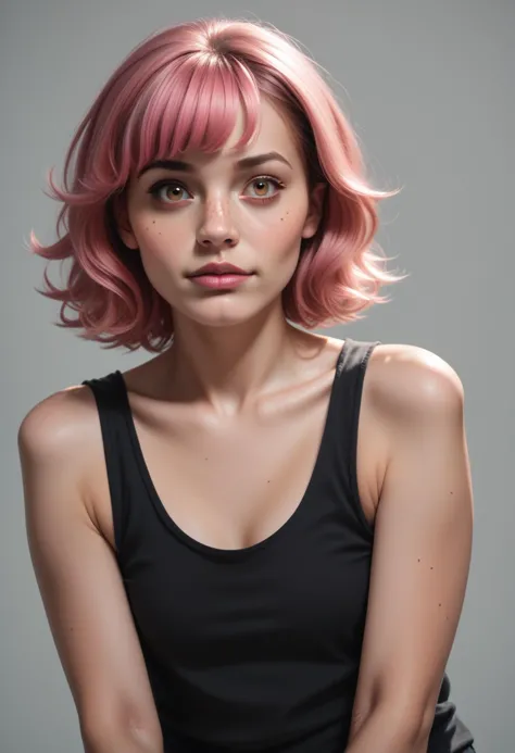 score_9, score_8_up, score_7_up, source_photo, realistic,
1girl, solo, tank top,
<lora:Dark_Rosa_Pony_v0.3:0.5> d4rkr0s4, hazel eyes, pink hair,