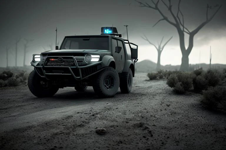 a dark photo of (((car))), by simon stalenhag style,8k resoultion,hyper realstic , black and white , jungle, dakar rally, scifi style,dynamic lighting, atmosphere lighting, hyper detail features, ray tracing, 3D, cinematic lighting, dark shadows, unrealistic Engine 5 rendering, hyper detail,trending on artstation, 4k,extremely high details, ultra hd, hdr, extremely high details