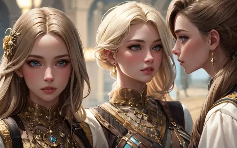 [Masterwork, Award Winning, Highest Quality, Perfect Lighting, Perfect Details, Realistic, Photorealistic]
[Mysterious, Medieval, Magical, Fantasy Setting]
[[Perfect Face, Perfect Hair, Perfect Body][Long Platinum Blonde Hair] Female Commander] on Left Side of Image.
[[Perfect Face, Perfect Hair, Perfect Body][Short Black Piggytail Hair] Female Soldier] on Right Side of Image