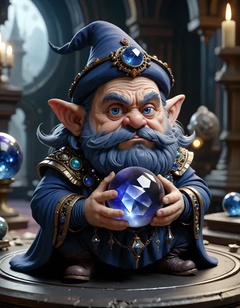 portrait of Admiration dwarf with rugged charm playful tease, wearing Intergalactic Indigo, ornate brooch, in melancholy tune from a distant piano afterlife realm with heavenly gates, crushed bones, scent of decay, morbid fascination witch's crystal ball,    wide shot, neutral colors, high production value, 8k resolution, sharp focus, high resolution, very detailed, realistic, unreal engine 5, path tracing, cinematic, dslr, high quality, high detail, 4k, 8k , <lora:RMSDXL_Creative:1>