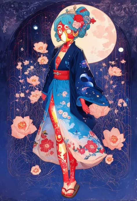 score_9, score_8_up, score_7_up, expressiveh, arsmjstyle, art nouveau,
jyojifuku, fluttering blue yukata, japanese clothes, flor...