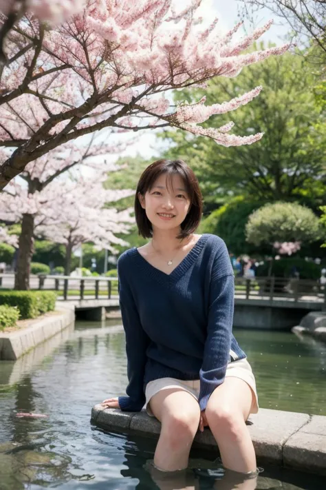 <lora:shihoActual01R:0.6> shiho,
portrait of a woman,
smile, "The Merlion surrounded by the lush greenery of the park, offering a respite in the bustling city.", "Blossoming cherry trees in spring by a tranquil pond."