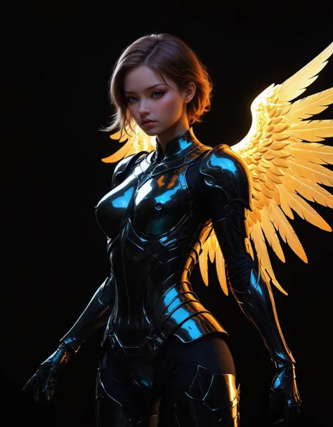 hyper realistic and highly detailed, a female angel knight with a bright magic aura , inspired by (Kentaro Miura:1.2) and (Ken K...
