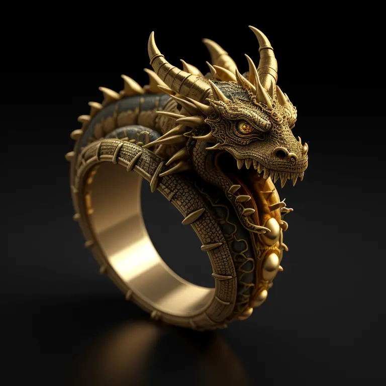 masterpiece, best quality, octane render, hdr,
no humans, simple background, black background, grey background, depth of field, gradient background,
(ring), gold, intricate detail, Dragon on ring, (Dragon body),
