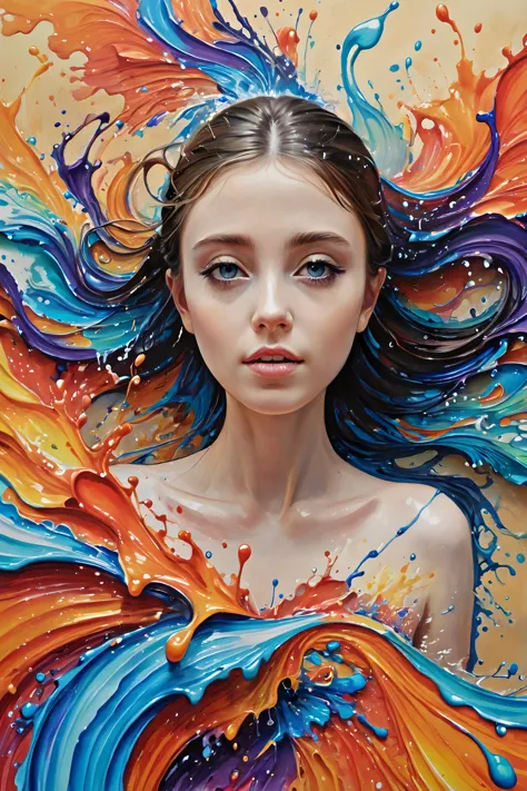 Masterpiece, best quality, 1girl, 
 <lora:jlFemaleBeta47_SDXL_v1:1>,
, Colorful, multiple colors, intricate detail, splash screen, photorealistic, intricately detailed fluid gouache painting, calligraphy, acrylic, watercolor art,