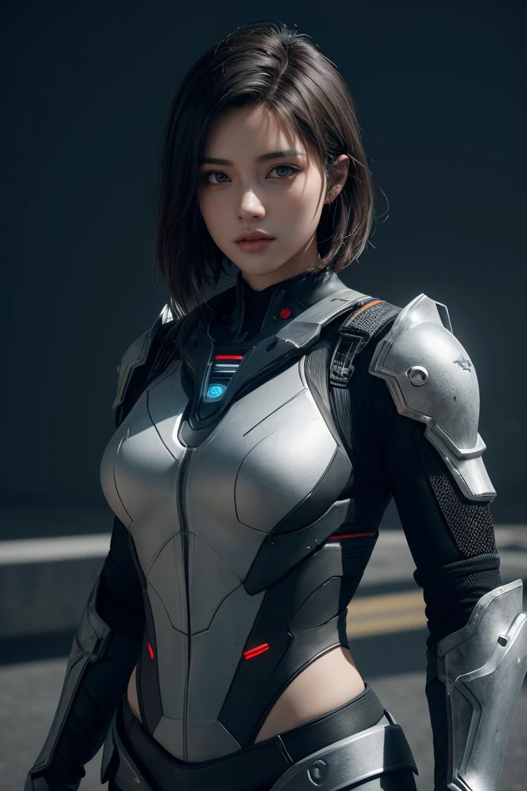 ((Best quality)), ((masterpiece)), (detailed:1.2), 3D, an image of a beautiful cyberpunk female with all black armour,HDR (High Dynamic Range),Ray Tracing,NVIDIA RTX,Super-Resolution,Unreal 5,Subsurface scattering,PBR Texturing,Post-processing,Anisotropic Filtering,Depth-of-field,Maximum clarity and sharpness,Multi-layered textures,Albedo and Specular maps,Surface shading,Accurate simulation of light-material interaction,Perfect proportions,Octane Render,Two-tone lighting,Wide aperture,Low ISO,White balance,Rule of thirds,8K RAW