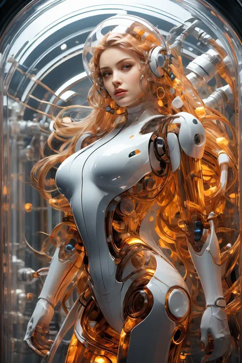 masterpiece,best quality,,bio-robot,glassy texture,mechanical core,conduit,he's got tubes all over him,medusa's hair,stylish_pose, <lora:ä»¿çæºå¨äºº_v0.5:0.8>